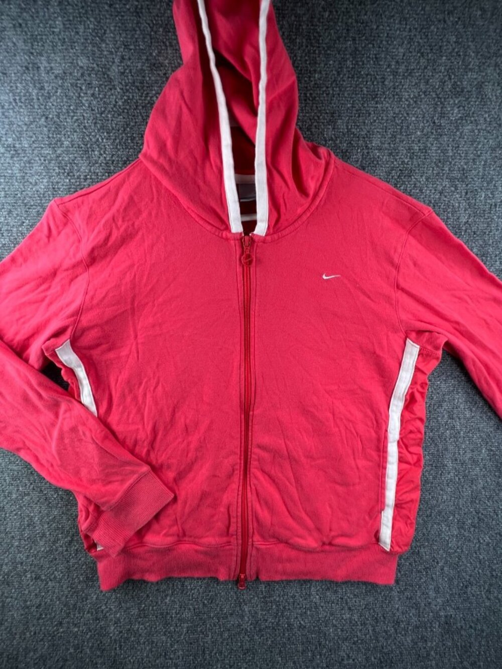 VTG Nike Silver Tag Girls Pink Full Zip Hoodie XL 16-18 Long Sleeve White Accent